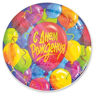 Тарелка С ДР Шары 17см 8шт