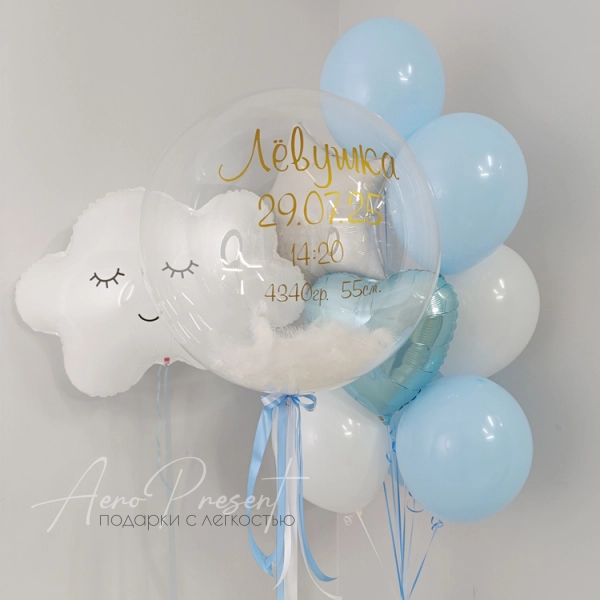 Набор шаров на выписку мальчика с метрикой