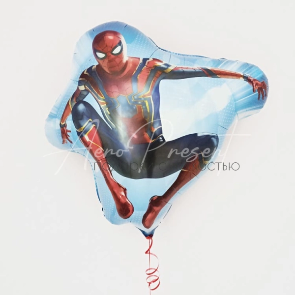 Человек Паук в прыжке на синем, фольгированный шар
