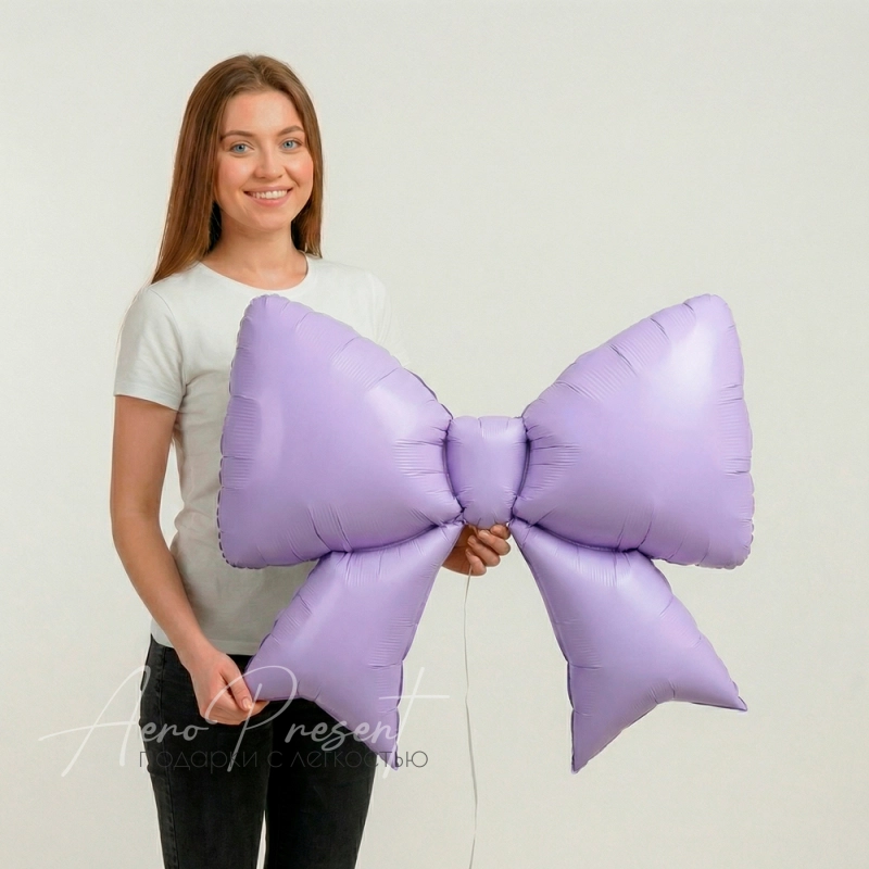 Фольгированный шар Фигура, Бант, Сиреневый, Сатин