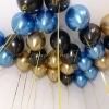 Микс шаров черный, синий, золотой хром