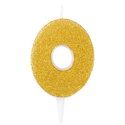 Свеча-цифра "0" Золотой глиттер