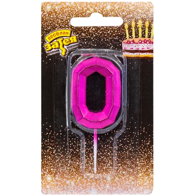 Свеча-цифра "0" Диамант Маджента