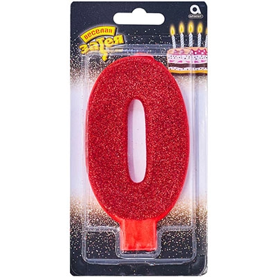 Свеча-цифра "0"  Серебряная